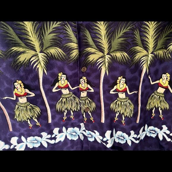 Steve & Barry Hula Girls Men's Large Multicolor Short Sleeve Button Down. - Picture 4 of 8